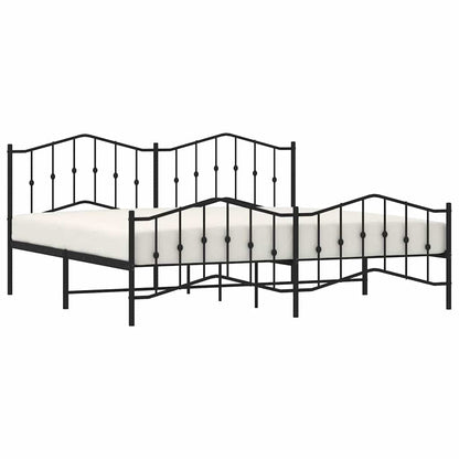 Metal Bed Frame without Mattress with Footboard with Headboard & Footboard Black 193 cm 203 cm