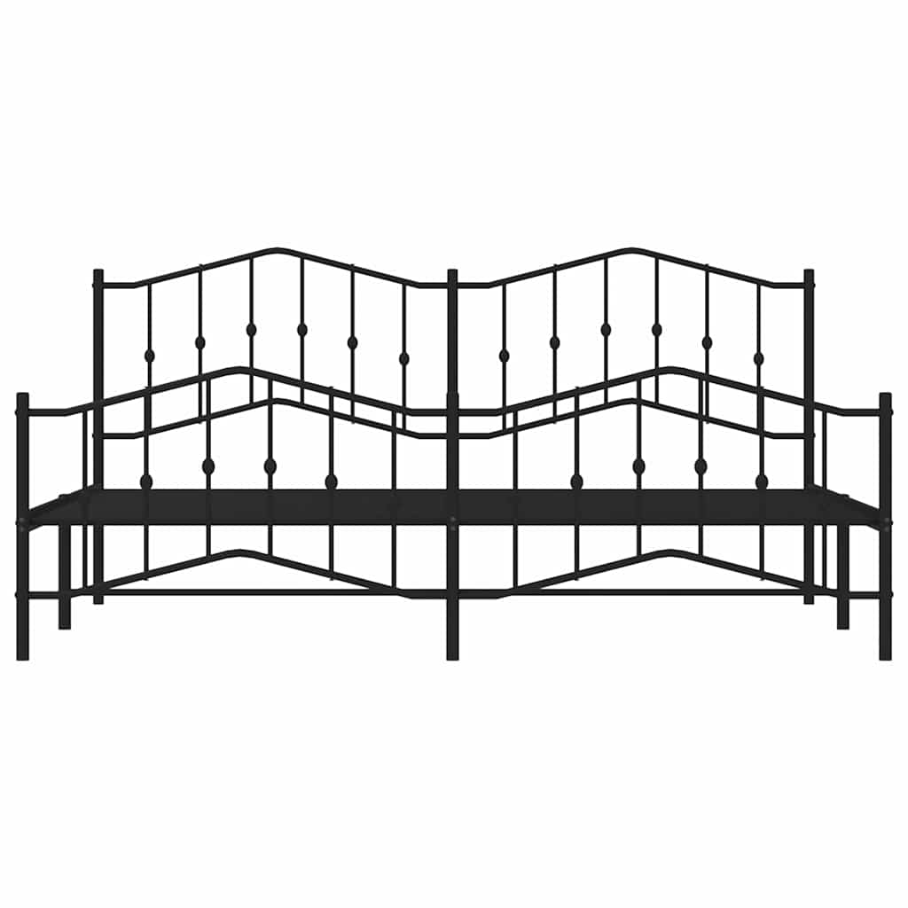 Metal Bed Frame without Mattress with Footboard with Headboard & Footboard Black 193 cm 203 cm