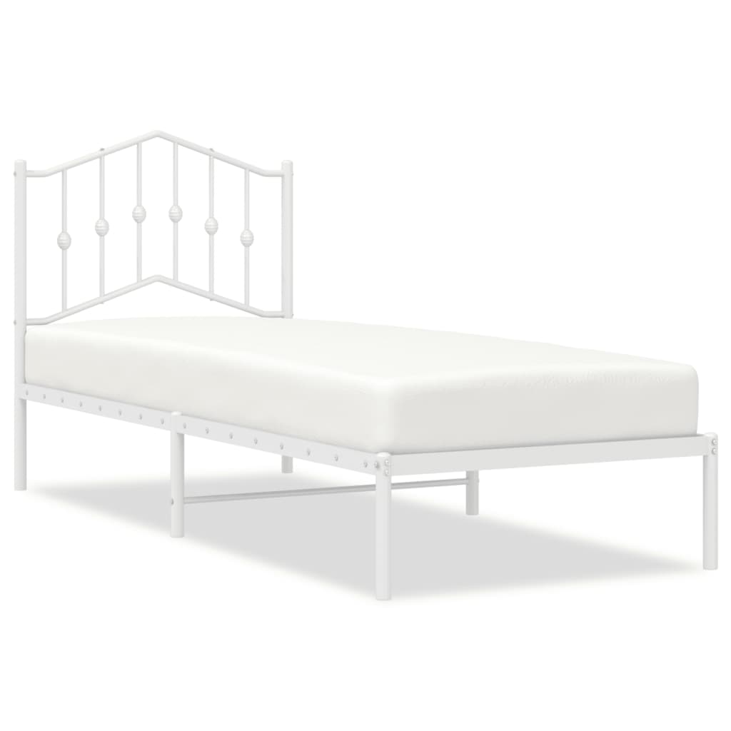 Metal Bed Frame without Mattress with Headboard White 75 cm 190 cm
