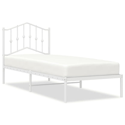 Metal Bed Frame without Mattress with Headboard White 75 cm 190 cm