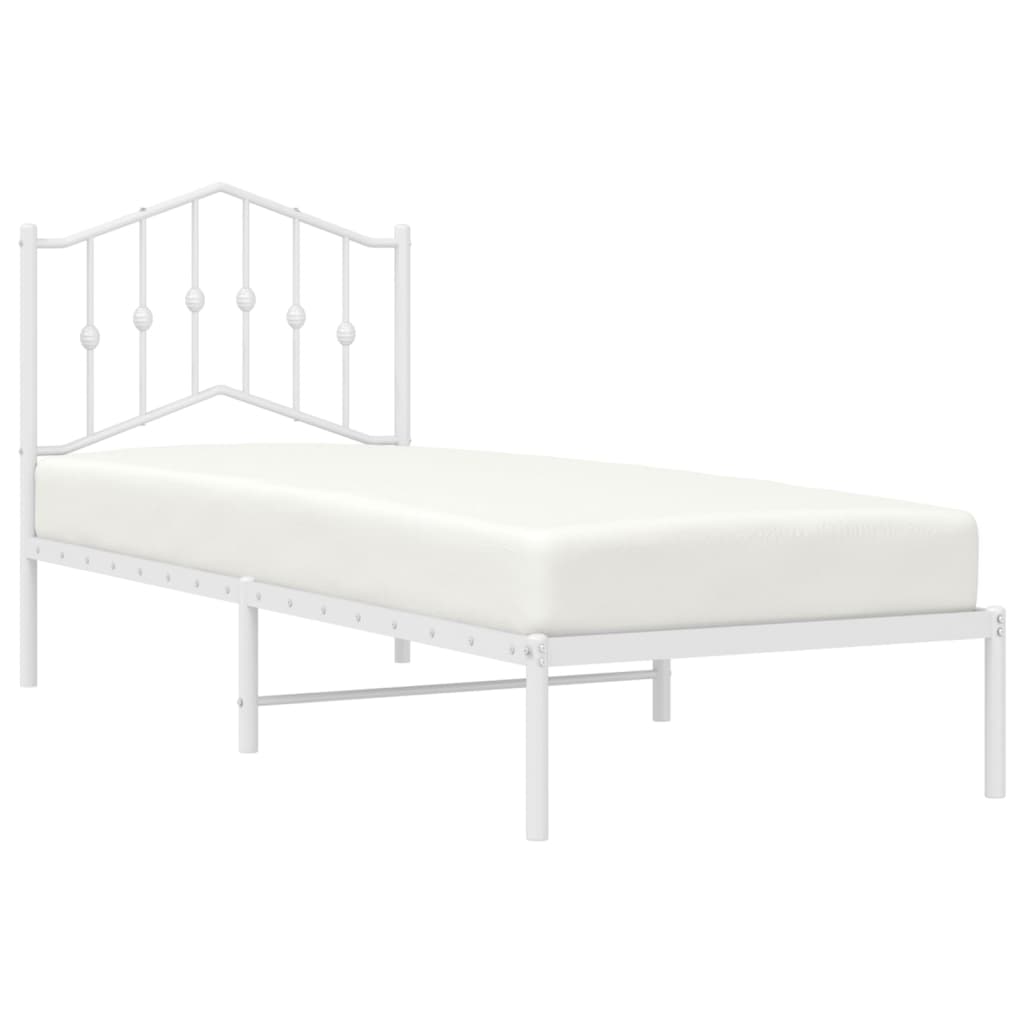 Metal Bed Frame without Mattress with Headboard White 75 cm 190 cm