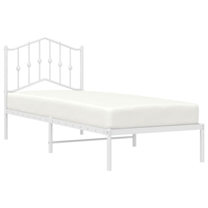 Metal Bed Frame without Mattress with Headboard White 75 cm 190 cm