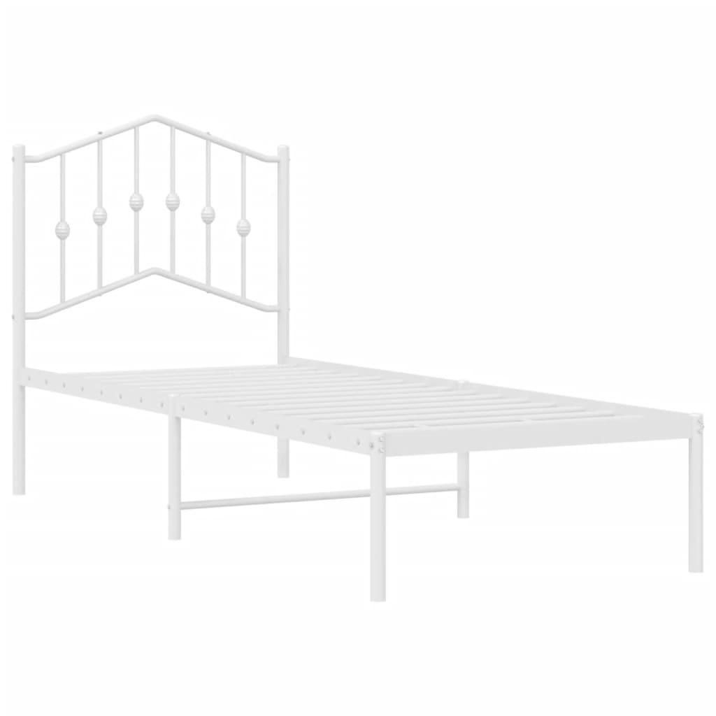 Metal Bed Frame without Mattress with Headboard White 75 cm 190 cm