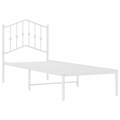 Metal Bed Frame without Mattress with Headboard White 75 cm 190 cm
