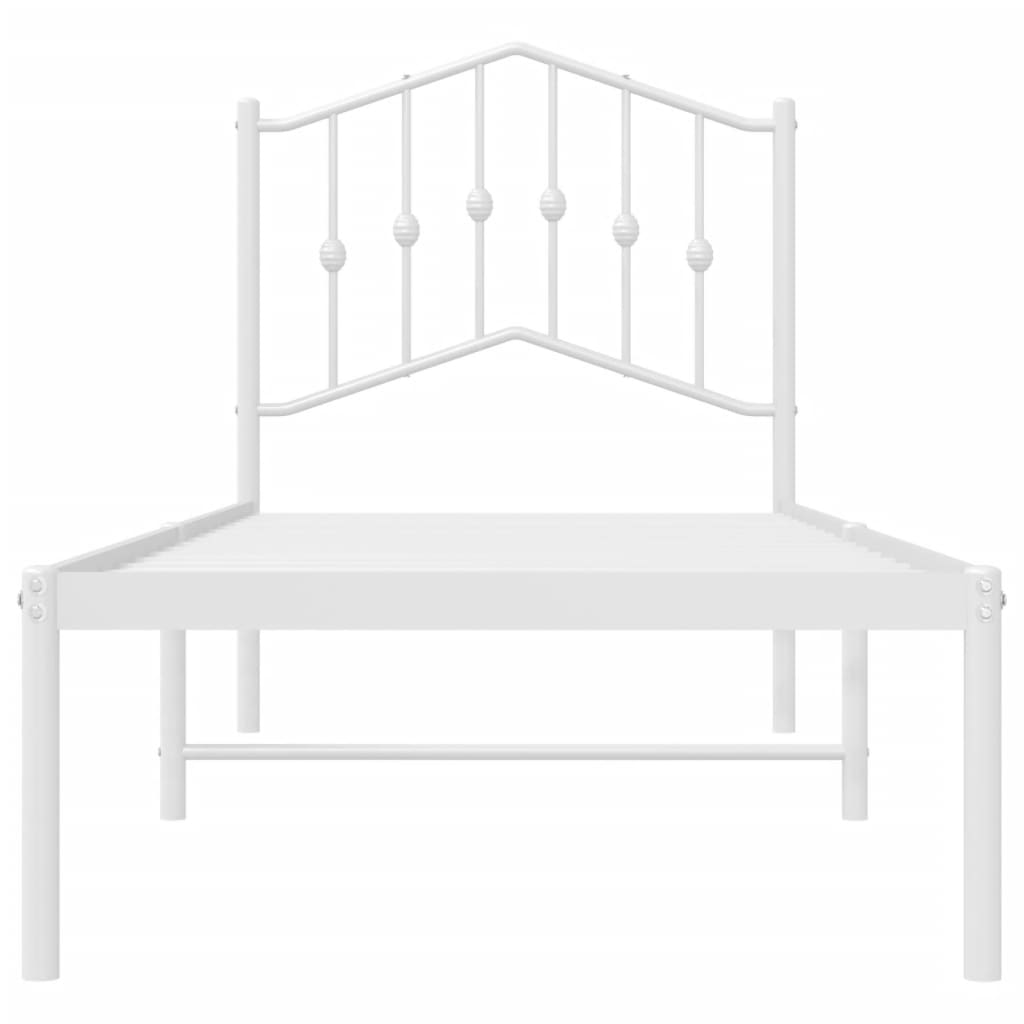Metal Bed Frame without Mattress with Headboard White 75 cm 190 cm