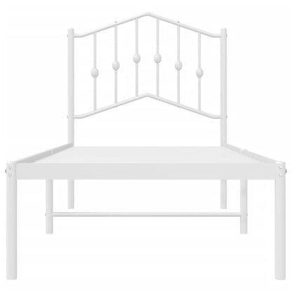 Metal Bed Frame without Mattress with Headboard White 75 cm 190 cm