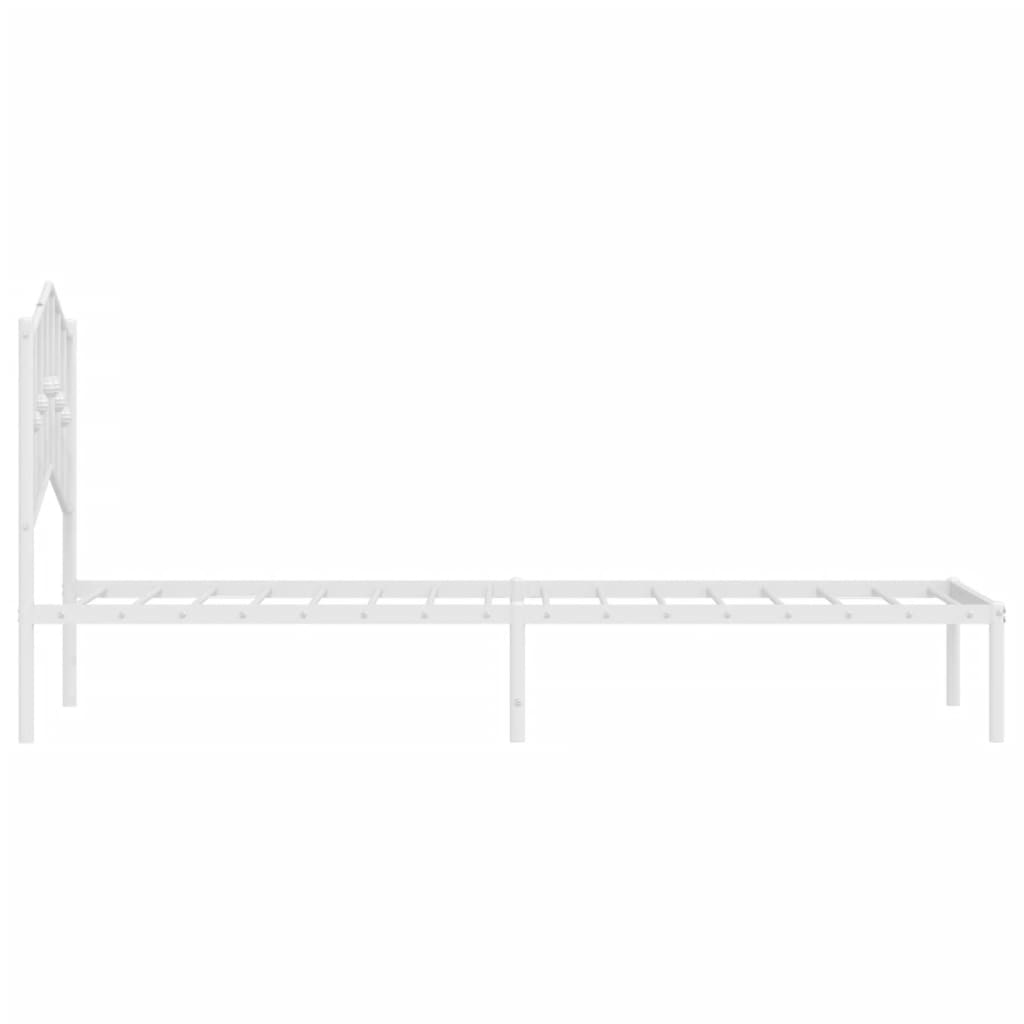 Metal Bed Frame without Mattress with Headboard White 75 cm 190 cm