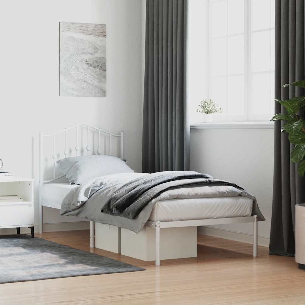 Metal Bed Frame without Mattress with Headboard White 80 cm 200 cm