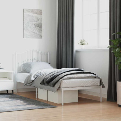 Metal Bed Frame without Mattress with Headboard White 80 cm 200 cm