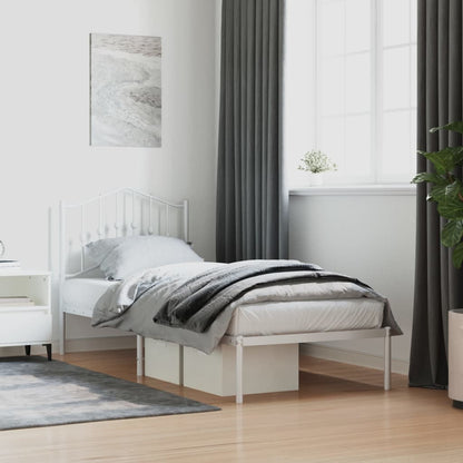 Metal Bed Frame without Mattress with Headboard White 90 cm 190 cm