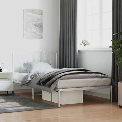 Metal Bed Frame without Mattress with Headboard White 107 cm 203 cm