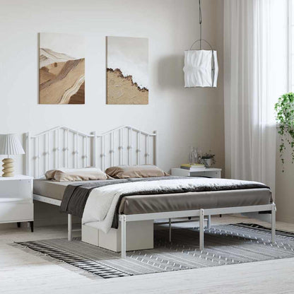 Metal Bed Frame without Mattress with Headboard White 150 cm 200 cm