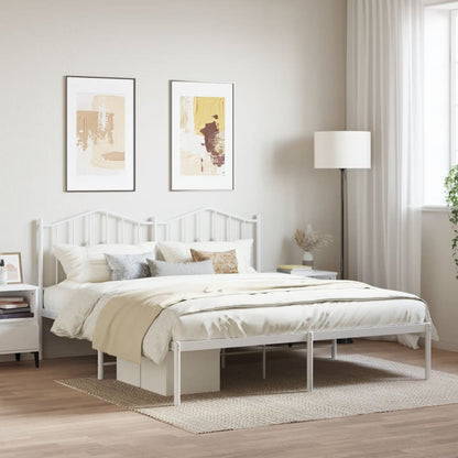 Metal Bed Frame without Mattress with Headboard White 160 cm 200 cm