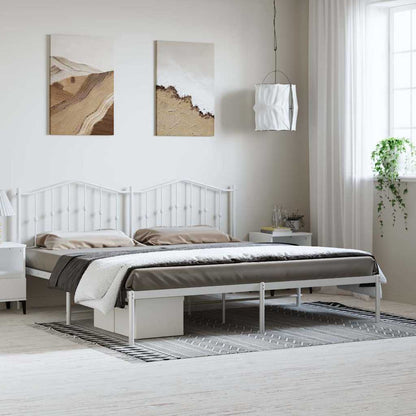 Metal Bed Frame without Mattress with Headboard White 193 cm 203 cm