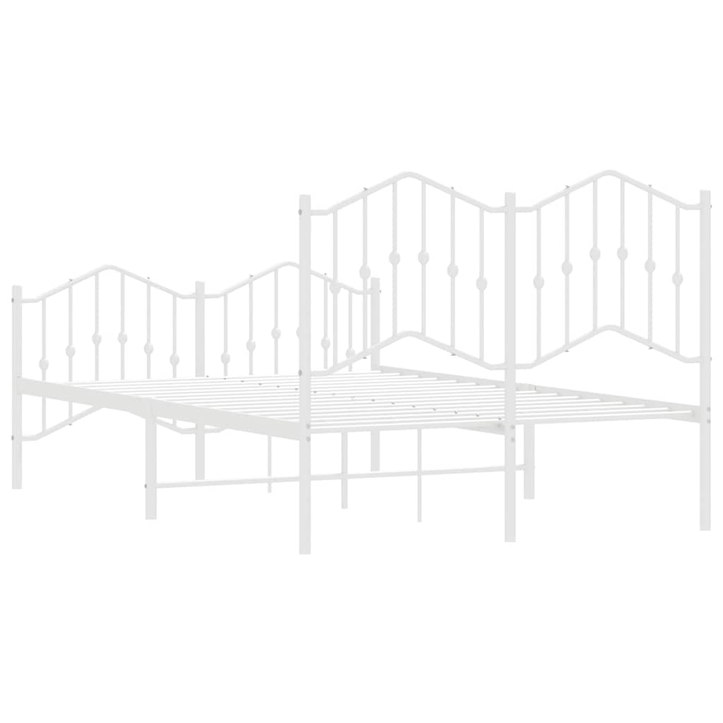 Metal Bed Frame without Mattress with Footboard with Headboard & Footboard White 120 cm 190 cm