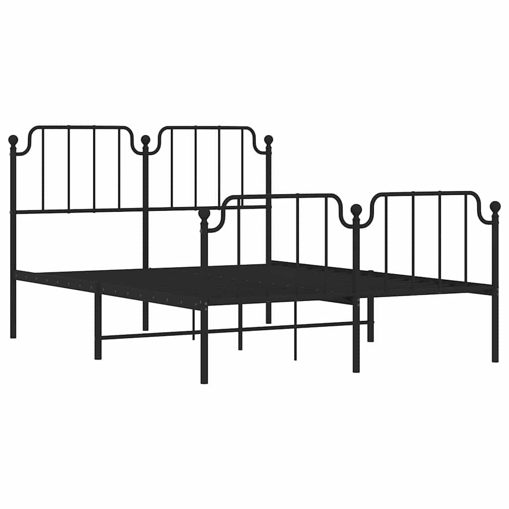 Metal Bed Frame without Mattress with Footboard with Headboard & Footboard Black 150 cm 200 cm