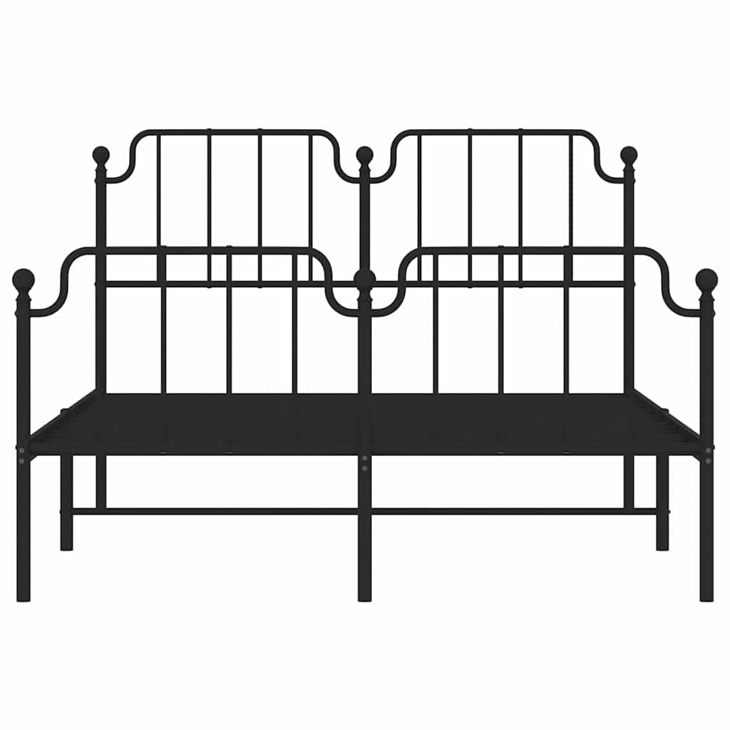Metal Bed Frame without Mattress with Footboard with Headboard & Footboard Black 150 cm 200 cm