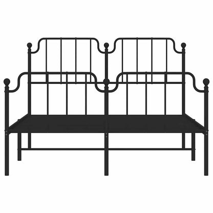 Metal Bed Frame without Mattress with Footboard with Headboard & Footboard Black 150 cm 200 cm