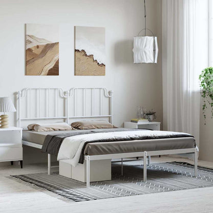 Metal Bed Frame without Mattress with Headboard White 150 cm 200 cm