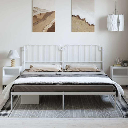 Metal Bed Frame without Mattress with Headboard White 183 cm 213 cm