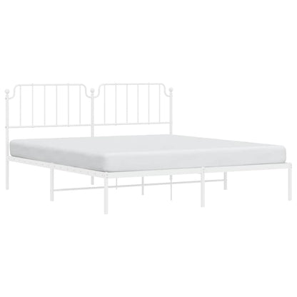 Metal Bed Frame without Mattress with Headboard White 183 cm 213 cm
