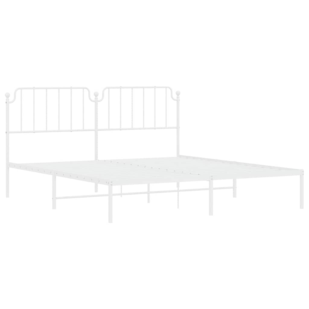 Metal Bed Frame without Mattress with Headboard White 183 cm 213 cm