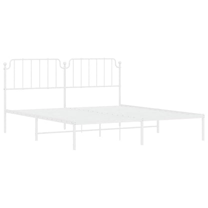 Metal Bed Frame without Mattress with Headboard White 183 cm 213 cm