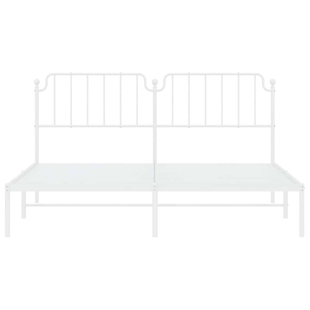 Metal Bed Frame without Mattress with Headboard White 183 cm 213 cm