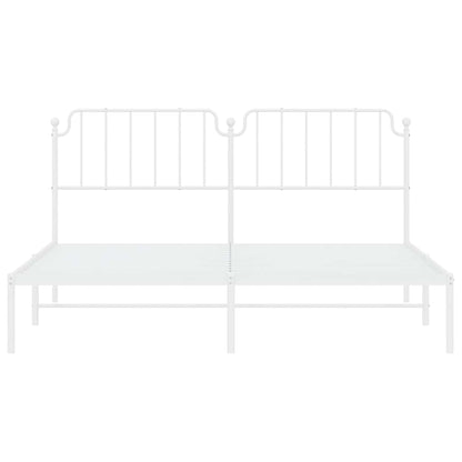 Metal Bed Frame without Mattress with Headboard White 183 cm 213 cm