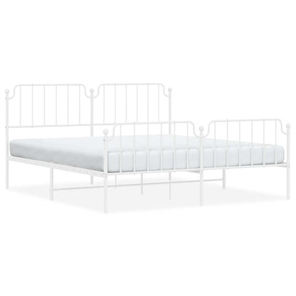 Metal Bed Frame without Mattress with Footboard with Headboard & Footboard White 183 cm 213 cm