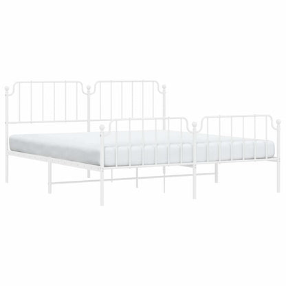Metal Bed Frame without Mattress with Footboard with Headboard & Footboard White 183 cm 213 cm