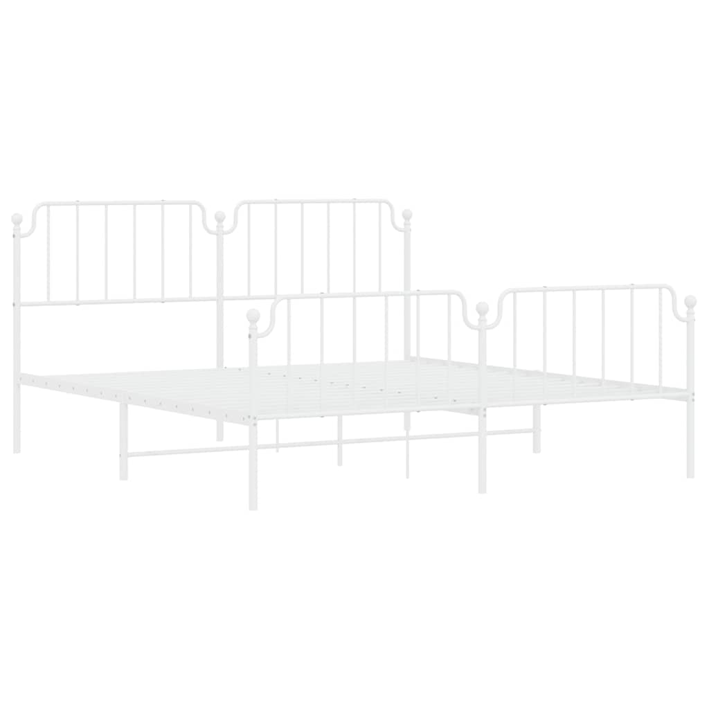 Metal Bed Frame without Mattress with Footboard with Headboard & Footboard White 183 cm 213 cm