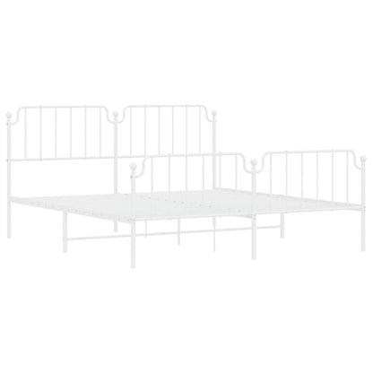 Metal Bed Frame without Mattress with Footboard with Headboard & Footboard White 183 cm 213 cm