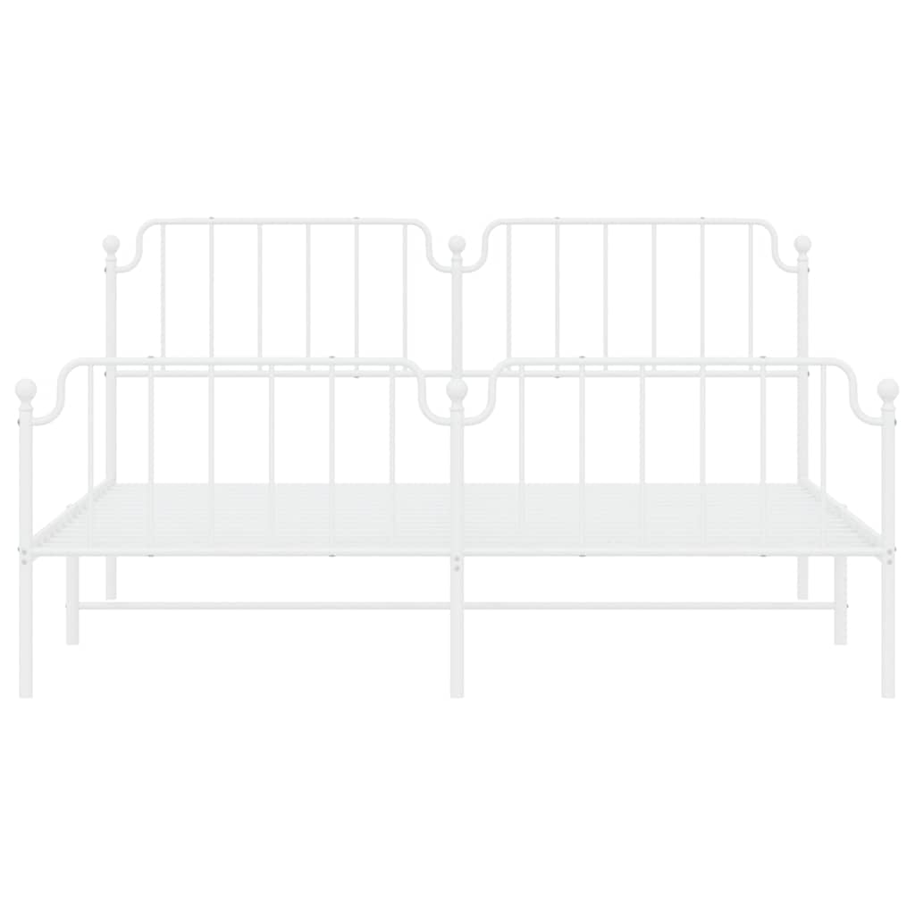 Metal Bed Frame without Mattress with Footboard with Headboard & Footboard White 183 cm 213 cm