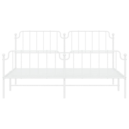 Metal Bed Frame without Mattress with Footboard with Headboard & Footboard White 183 cm 213 cm
