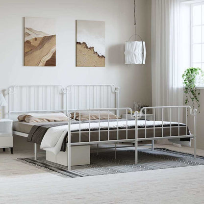 Metal Bed Frame without Mattress with Footboard with Headboard & Footboard White 193 cm 203 cm