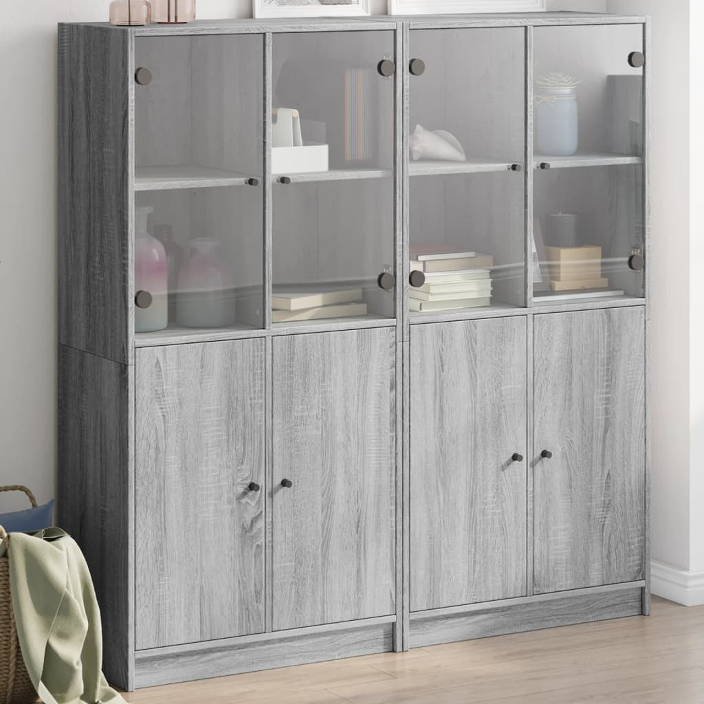 Highboard with Doors 68x37x142 cm Engineered Wood Grey sonoma 136 cm