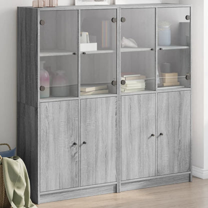 Highboard with Doors 68x37x142 cm Engineered Wood Grey sonoma 136 cm