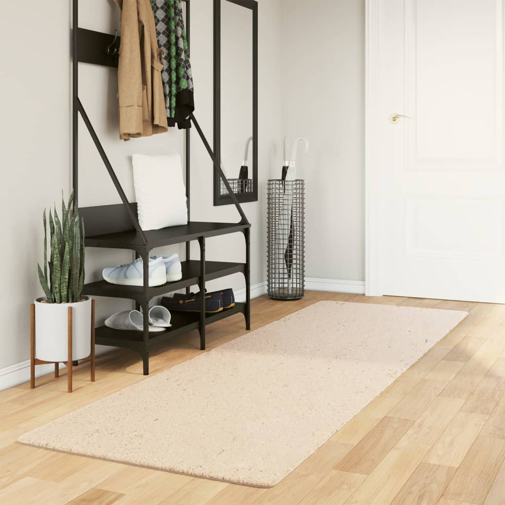 Rug HUARTE Short Pile Soft and Washable Beige 80 x 250 cm