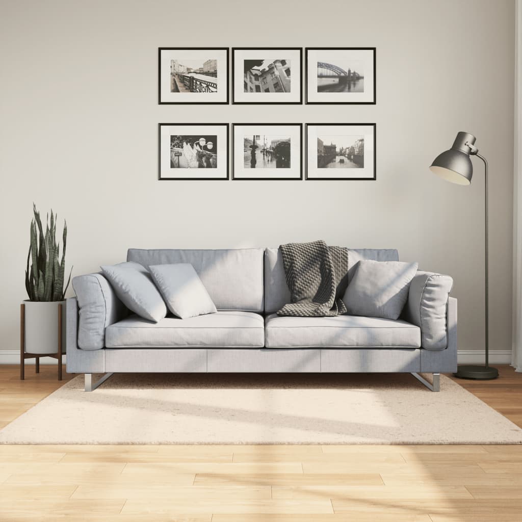 Rug HUARTE Short Pile Soft and Washable Beige 120 x 170 cm