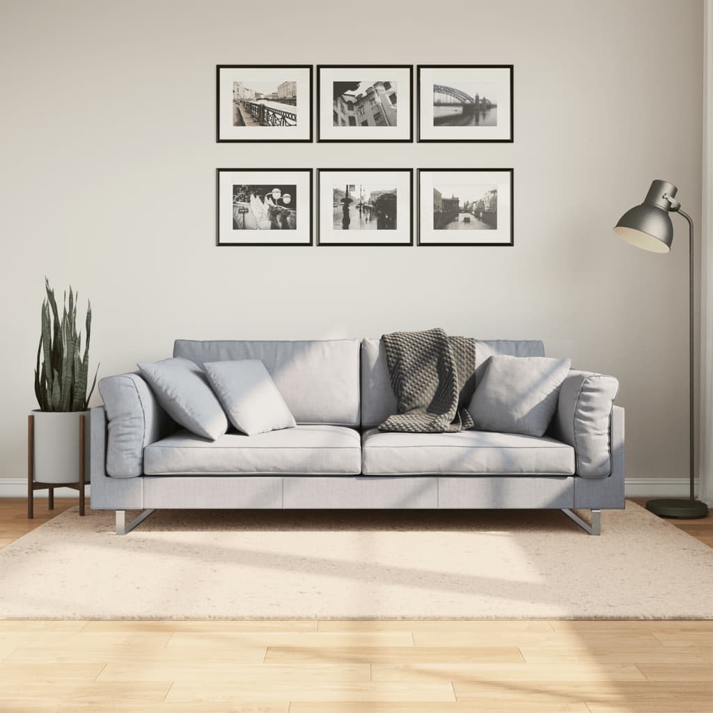 Rug HUARTE Short Pile Soft and Washable Beige 140 x 200 cm