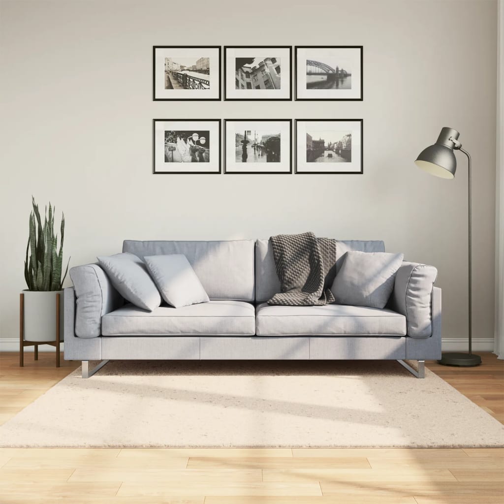Rug HUARTE Short Pile Soft and Washable Beige 160 x 160 cm
