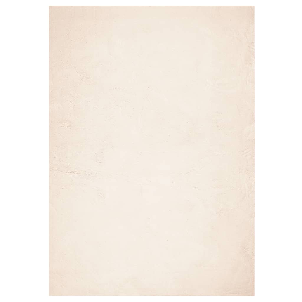 Rug HUARTE Short Pile Soft and Washable Beige 160 x 230 cm