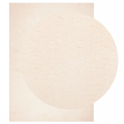 Rug HUARTE Short Pile Soft and Washable Beige 160 x 230 cm