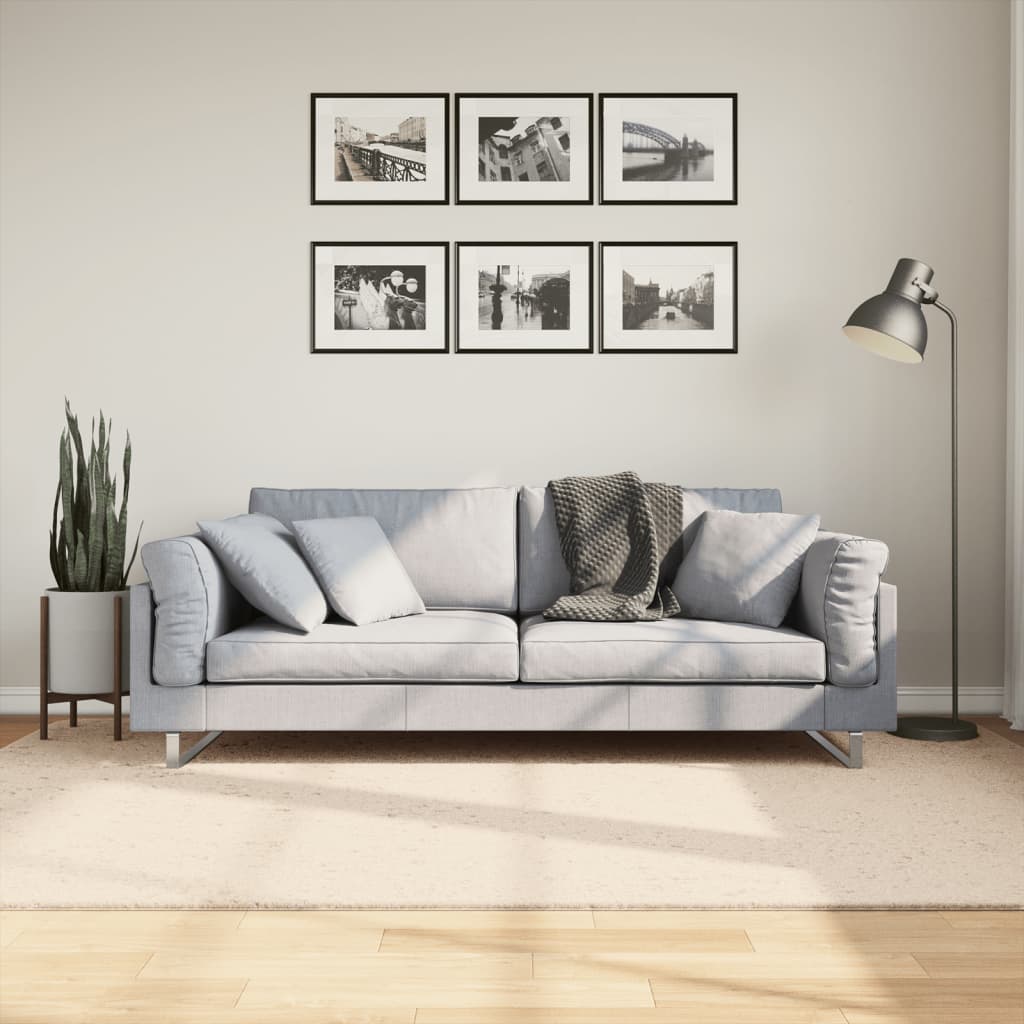 Rug HUARTE Short Pile Soft and Washable Beige 160 x 230 cm