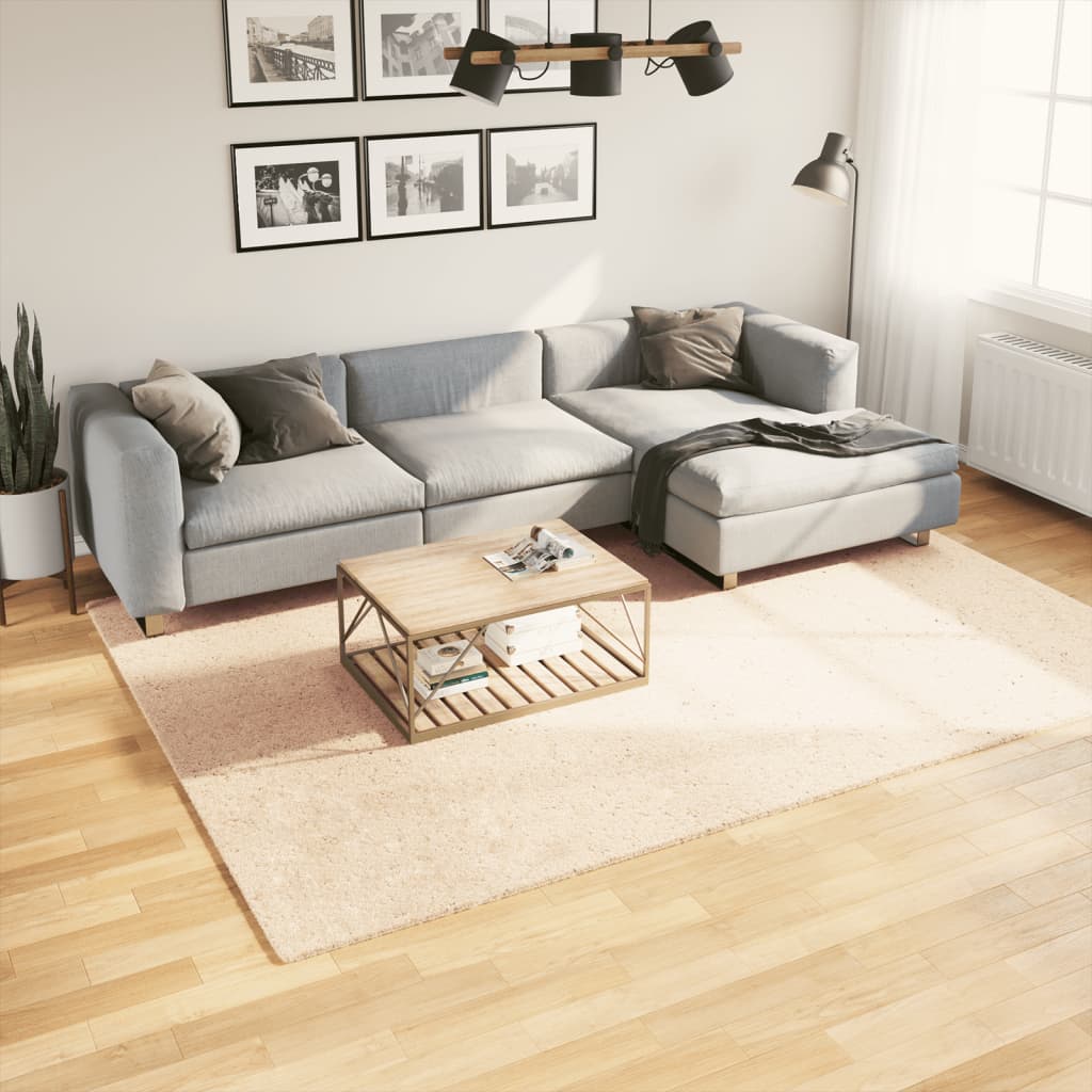 Rug HUARTE Short Pile Soft and Washable Beige 200 x 280 cm