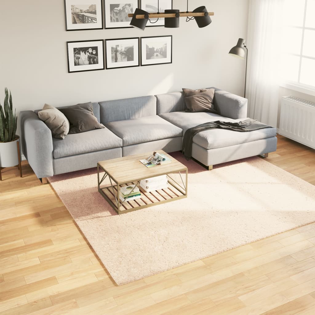 Rug HUARTE Short Pile Soft and Washable Beige 240 x 240 cm