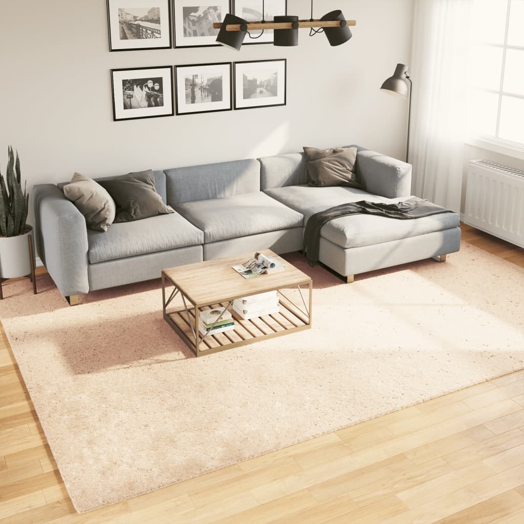 Rug HUARTE Short Pile Soft and Washable Beige 240 x 340 cm