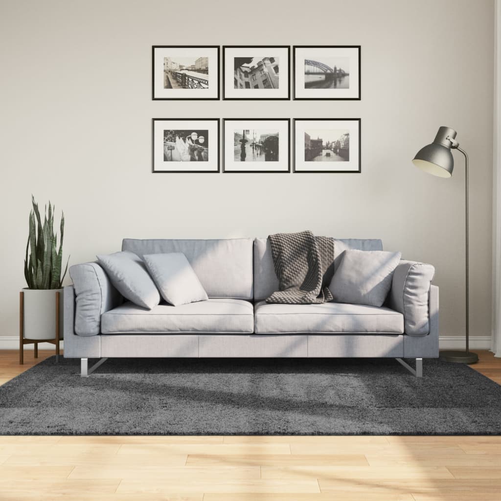 Rug OVIEDO Short Pile Anthracite 140 x 200 cm