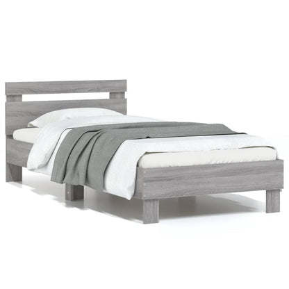 Bed Frame with LED without Mattress Grey Sonoma 75 x 190 cm